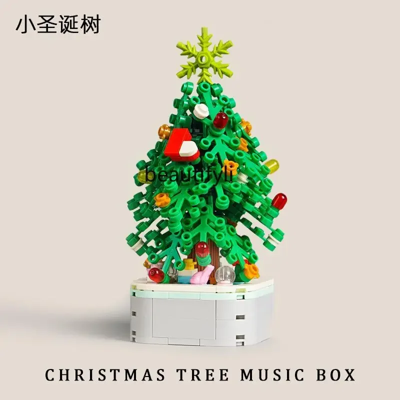 Christmas tree building block rotating music box assembly puzzle for boys and girls holiday gifts