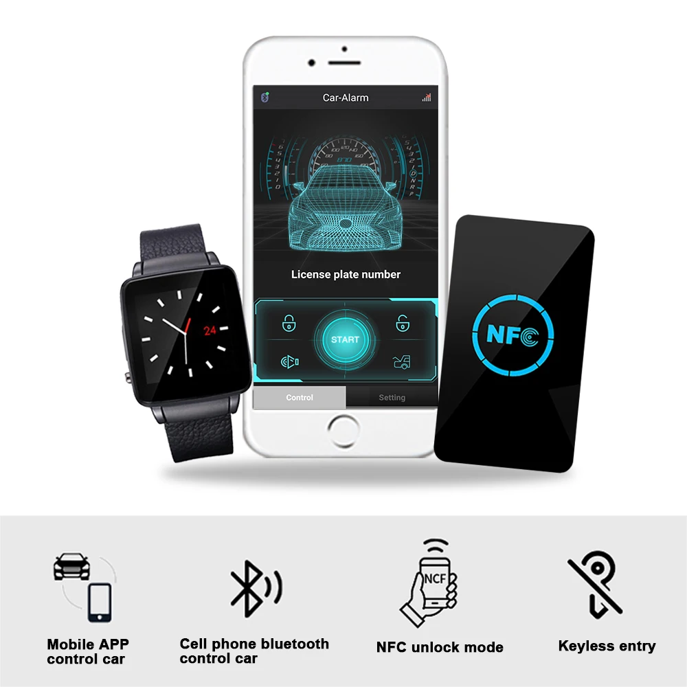 NFC mobile phone watch modified car NFC keyless access system smart digital key matching  mobile phone Bluetooth remote control
