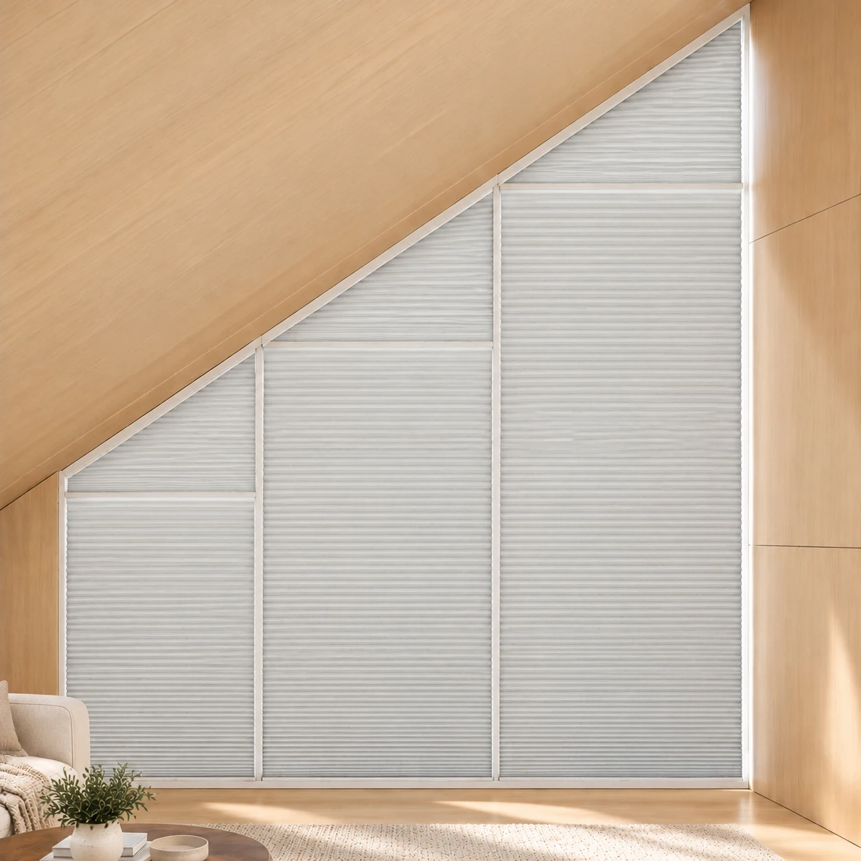 Winter Warm Trapezoid Windows Blackout Honeycomb Blinds 300gsm Manual 100% Blackout Bedroom Living Room Curtains Custom Size