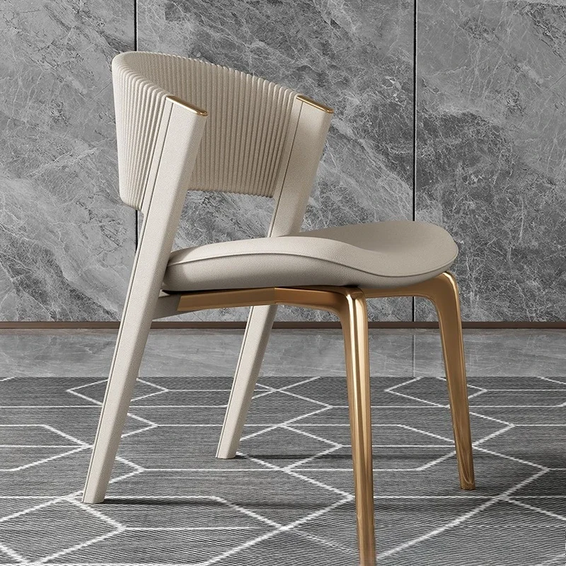 Light Luxury Stainless Steel Simple Dining Chair Home Modern CC Italian Light Luxury Chair Hotel Creative Dining Table and Chair