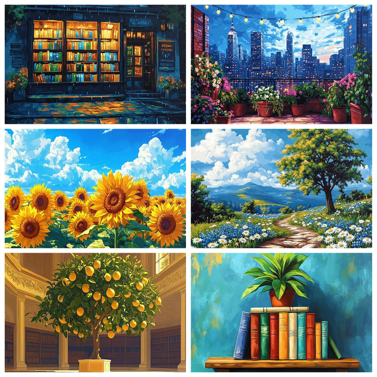 Spring Landscape Painting By Numbers for Adults DIY Kits HandPainted on Canvas Oil Picture Drawing Coloring By Number
