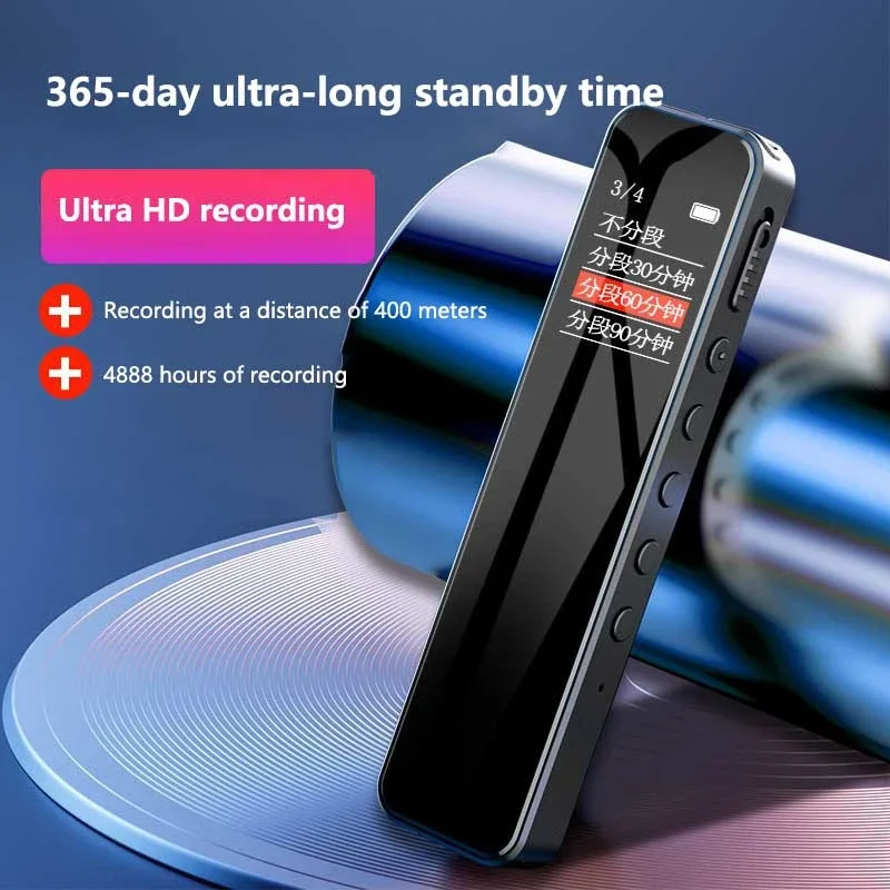 Grabadora de Voz Digital Portátil con Pantalla a Color, Reproductor de Música MP3, Compatible con Tarjeta SD de 128G, con Micrófono, Grabación de 512Kbps, para Entrevistas