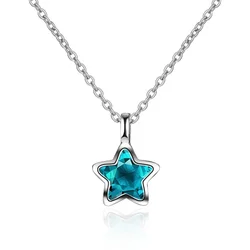 SAIYE S925 Sterling Silver Necklace Star Pendant Crystal Elegant Jewelry Jewelry Gift Holiday Gift (40cm+3.5cm)