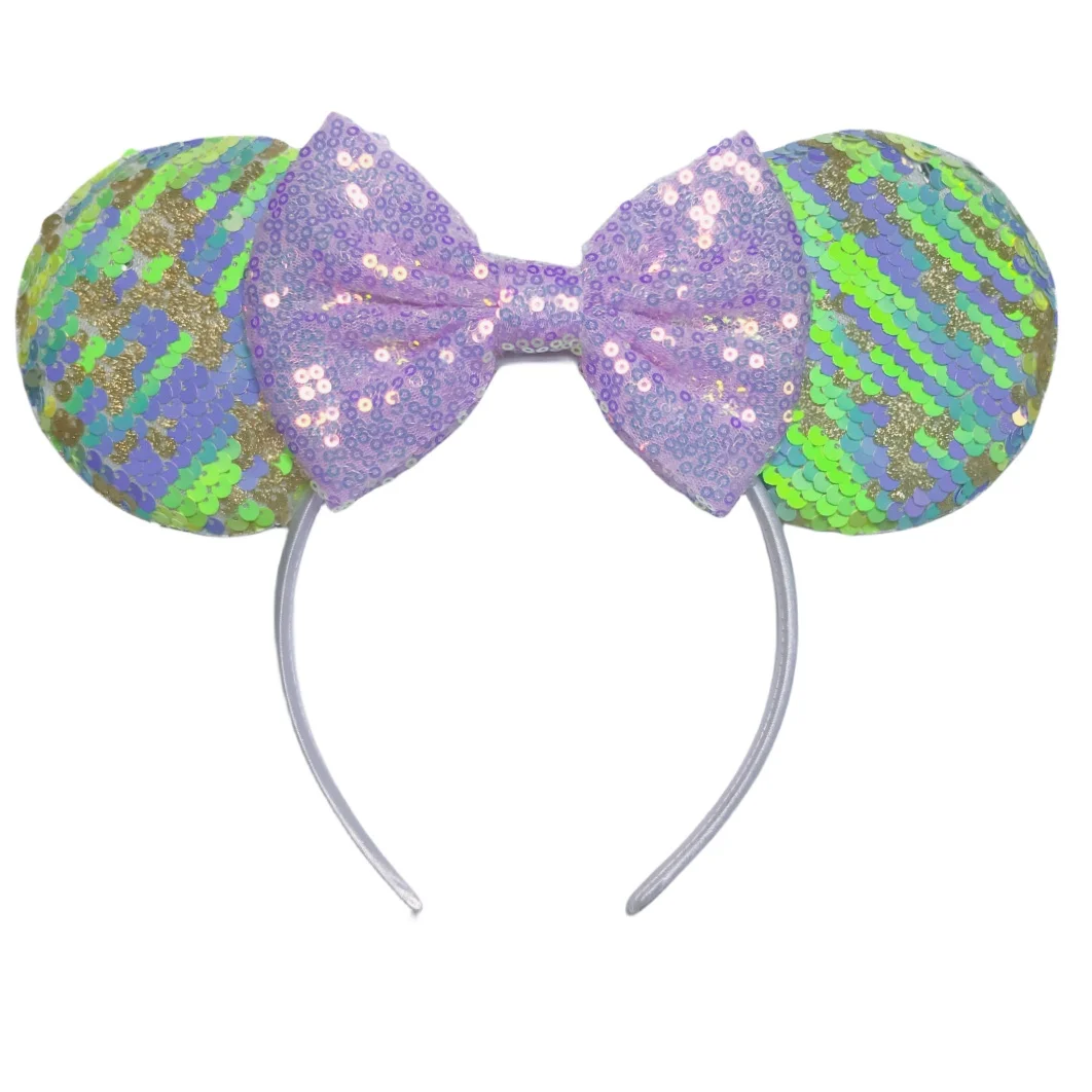 9.5 CM Mixed Green Color  Mouse Ears Headband Sequins 5