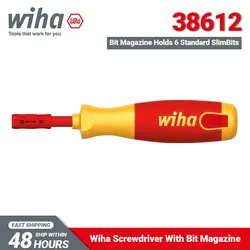 Wiha 38612 6 SlimBits Pack Screwdriver with Bit Magazine LiftUp 1000V Insulated Multifunctional Electrician Screwdriver Set