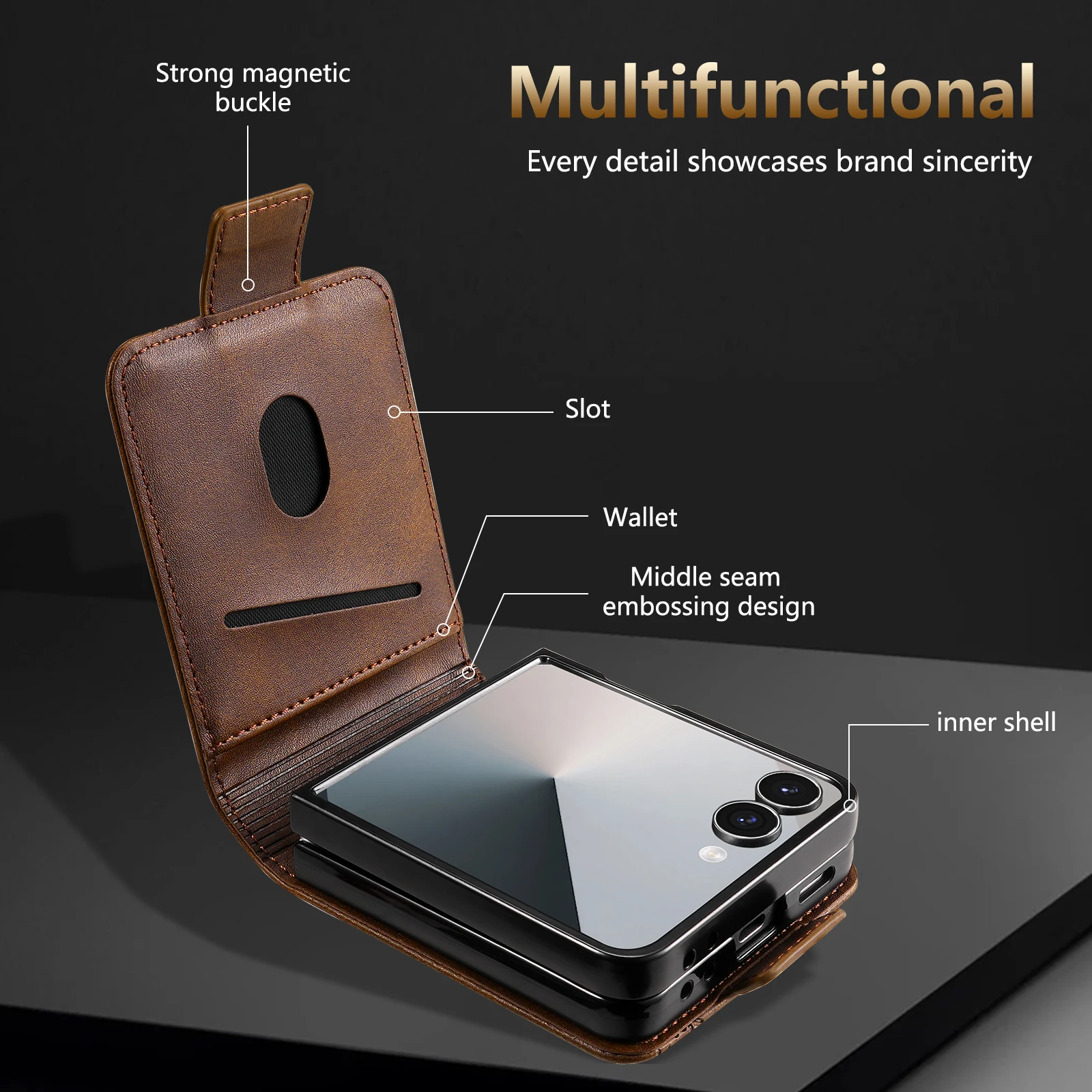 Leather Cards Solt Holder Wall - Phone Wallet Combo recension och pris