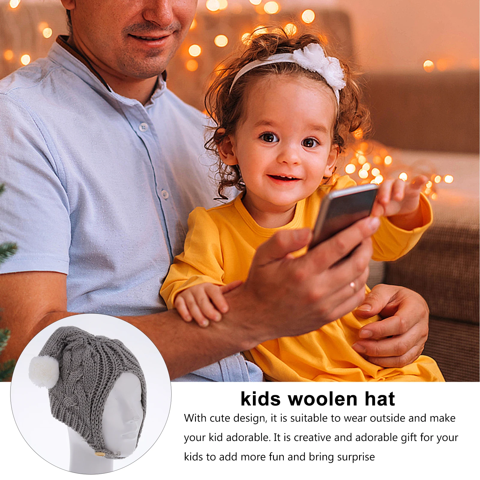 

Baby Knitted Hat Lovely Winter Warm Woolen Infant Size Fits Most Kids Fashion Chic Photographic Birthday Gifts