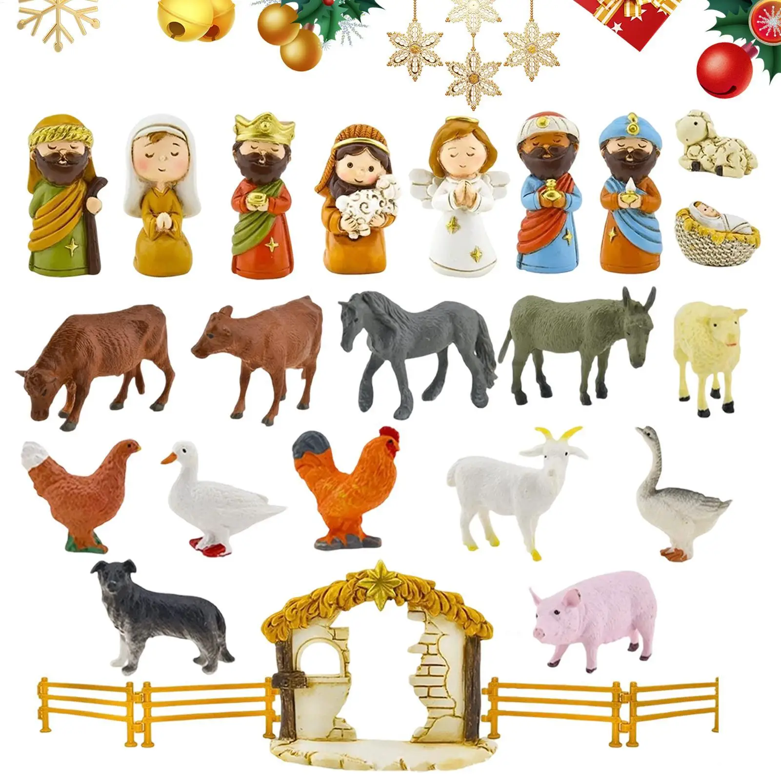 

Christmas Countdown Calendar 2025 Advent Religious Nativity Small Figurines Christmas Calendar for Home Decor Living Room School
