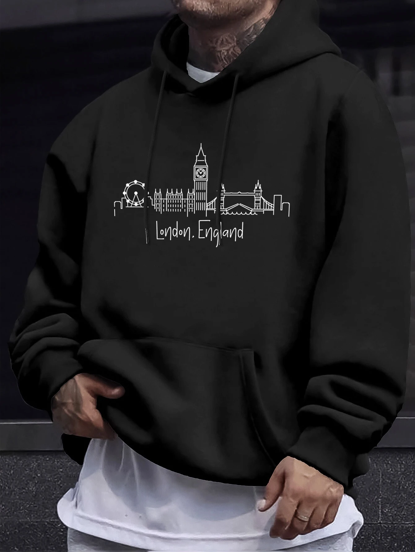 Londres angleterre lettre simplicité imprimer hommes pulls rue pulls décontractés automne sweat à capuche chaud classique tout-Match vêtements de sport