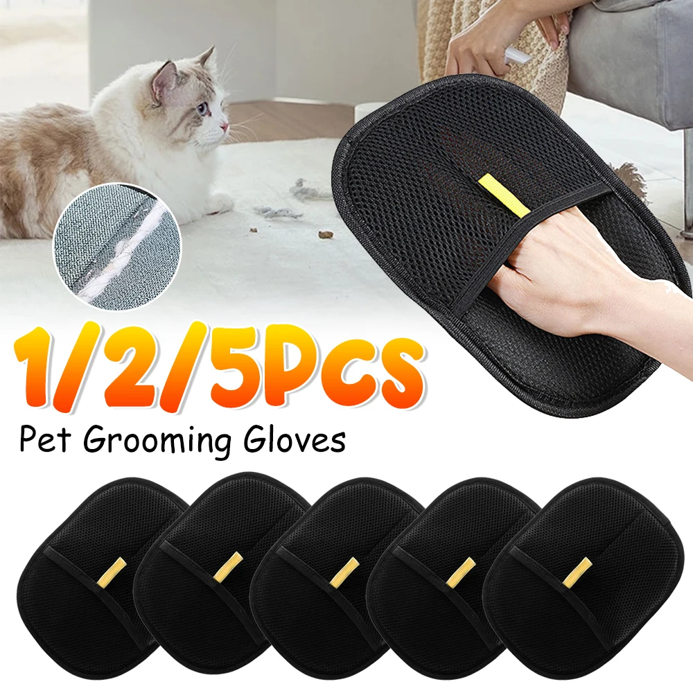 Hair Remover Brush Dog Cat Pet Hair Remover Gloves Double-Sided Pet Hair Removal Gloves Pet Grooming Gloves Brush for Cat Dog - Image 3