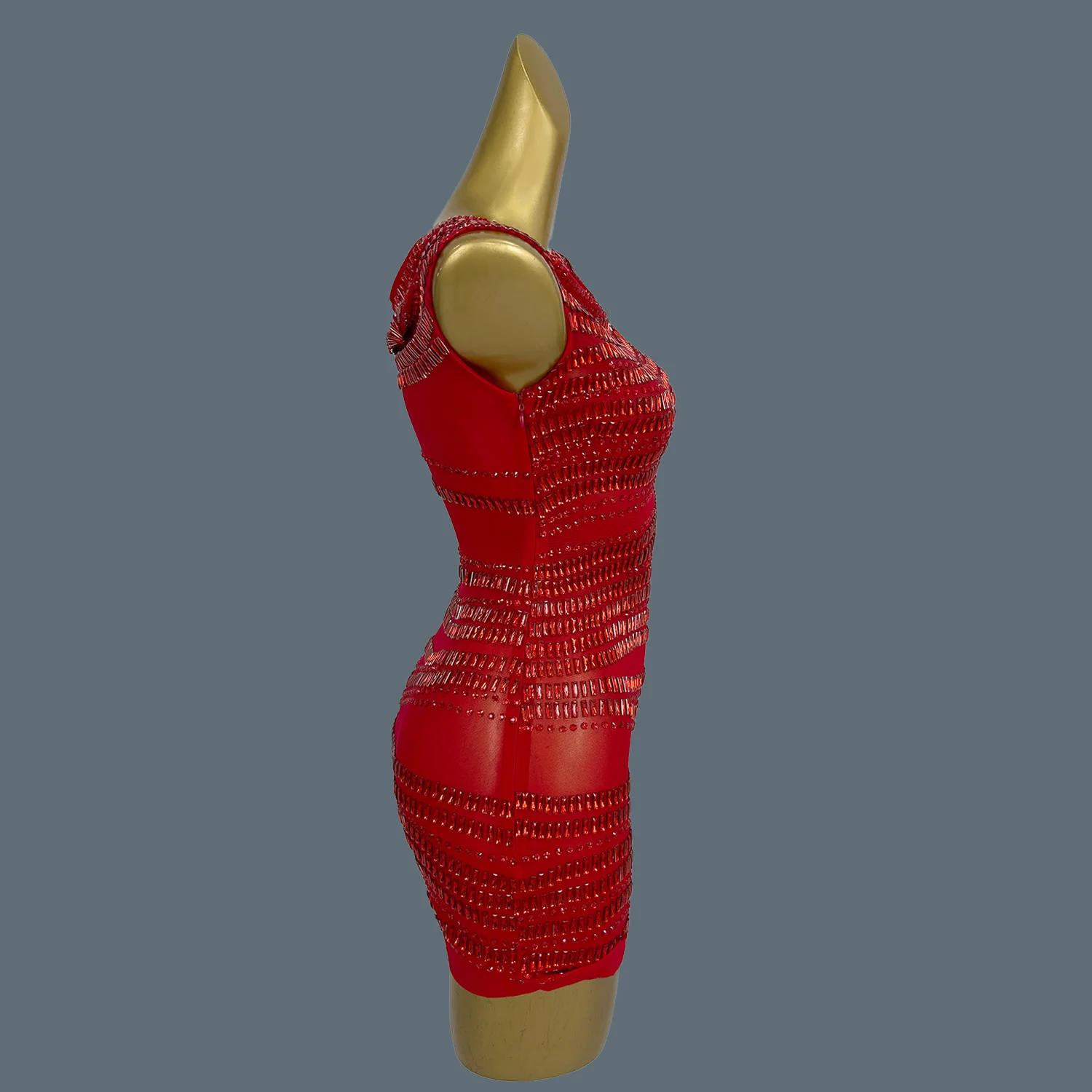 

Sparkly Red Rhinestone Elegant Mini Dress for Women Birthday Party Wear Stage Outfit Crystals Off shoulder Skinny Dress Yizijian