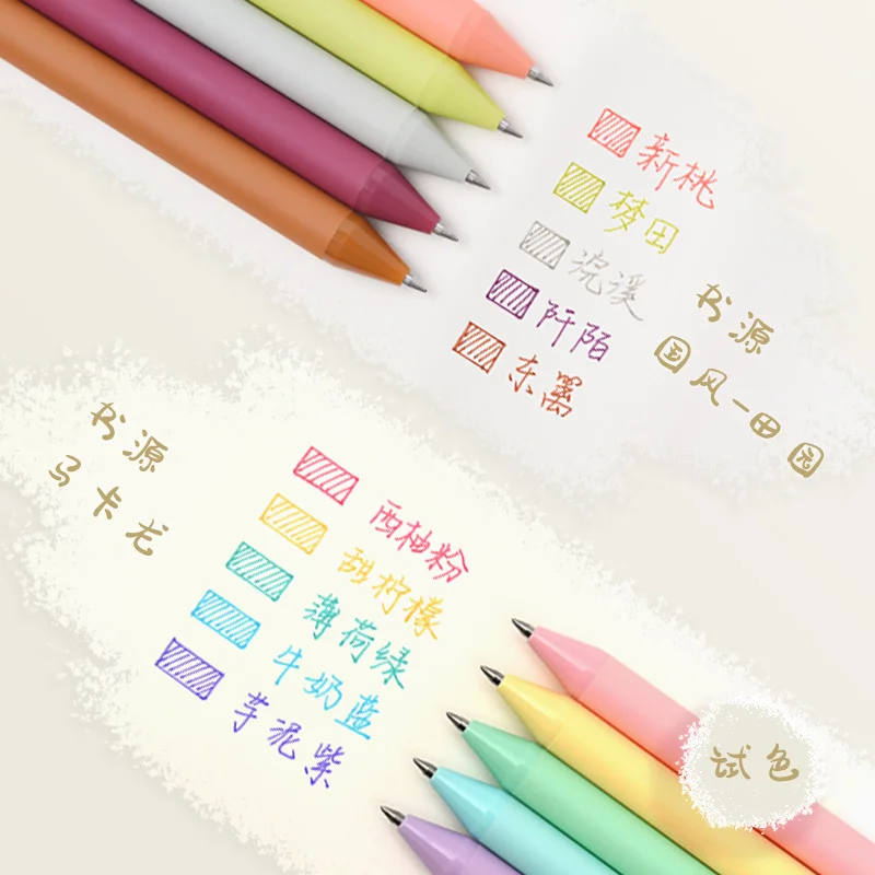 Pure Retractable Mutil-Color Gel Pens 0.5mm Fine Point Dark Red/Green/Blue/Brown/Black Retro Colored Pens For 5pcs/Box