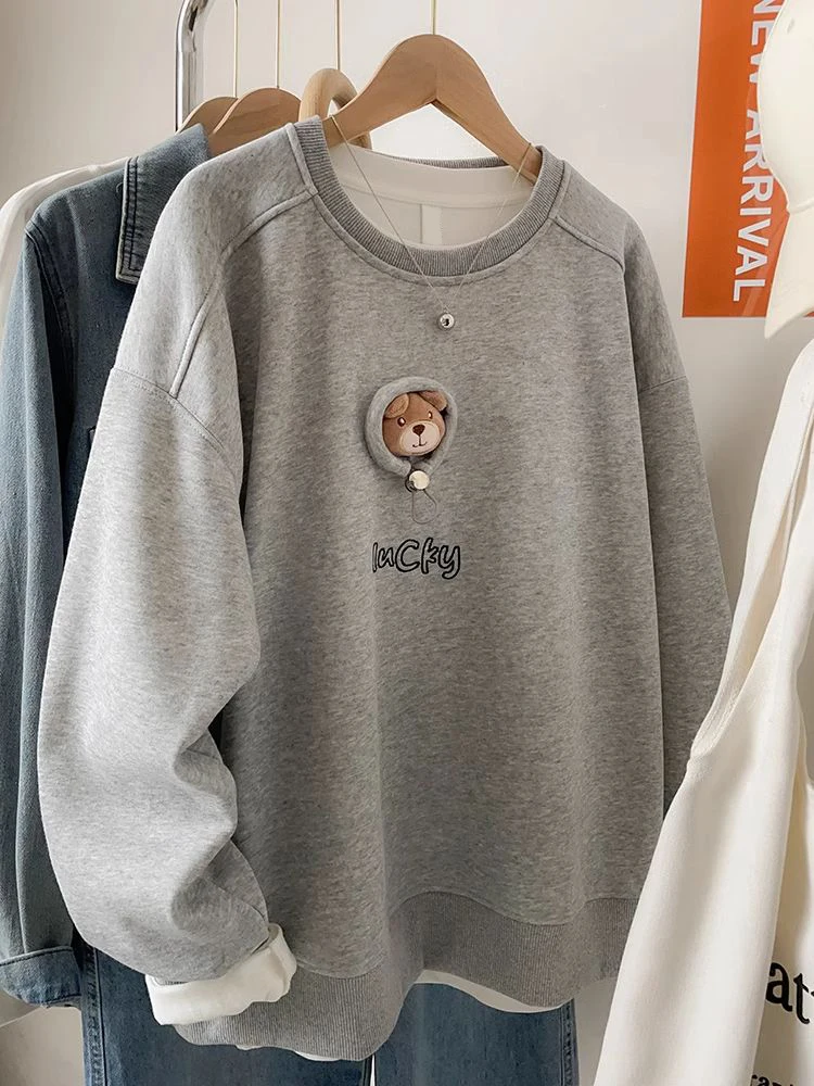 Felpa con cappuccio lunga Sve con stampa cartoon retrò ey ex Primavera Autunno Casual American Sle Thiened Felpa rotonda Ne