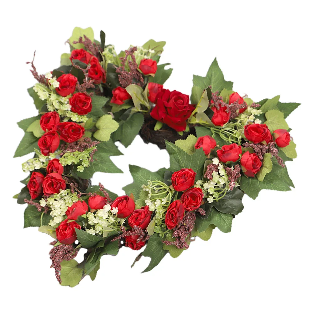 

Heart Shaped Garland Heart Wreath Red Artificial Rose Wedding Foam Valentine Hanging Ornament Decor Wall Mount