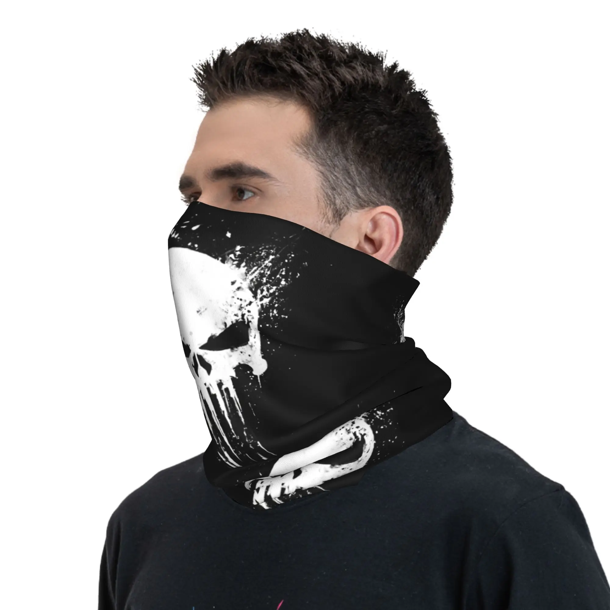 Custom Skeleton Skull Bandana Winter Neck Warmer Women Windproof Wrap Face Scarf for Ski Heavy Metal Gaiter Headband view 6
