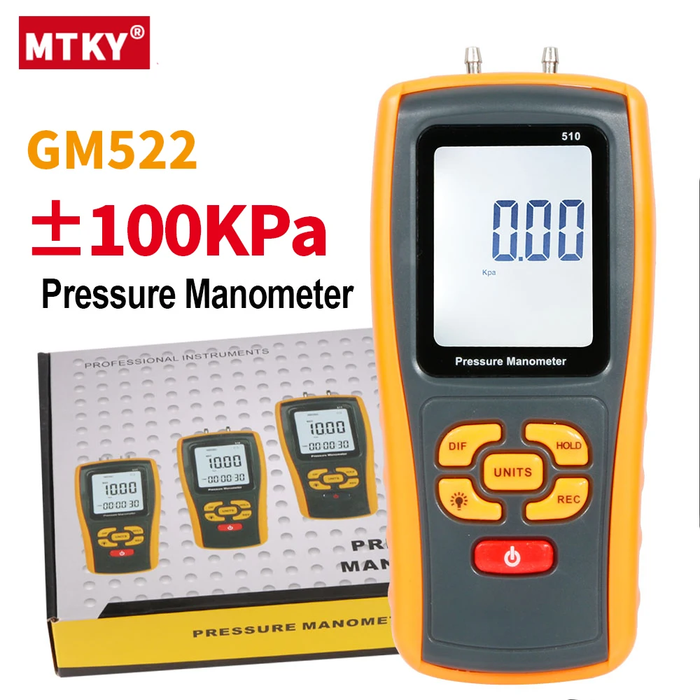 MTKY Pressure Gauge Digital Manometer Pressure Meter Manometer Differential Pressure Gauge GM510 Air Pressure Meter 35KPa