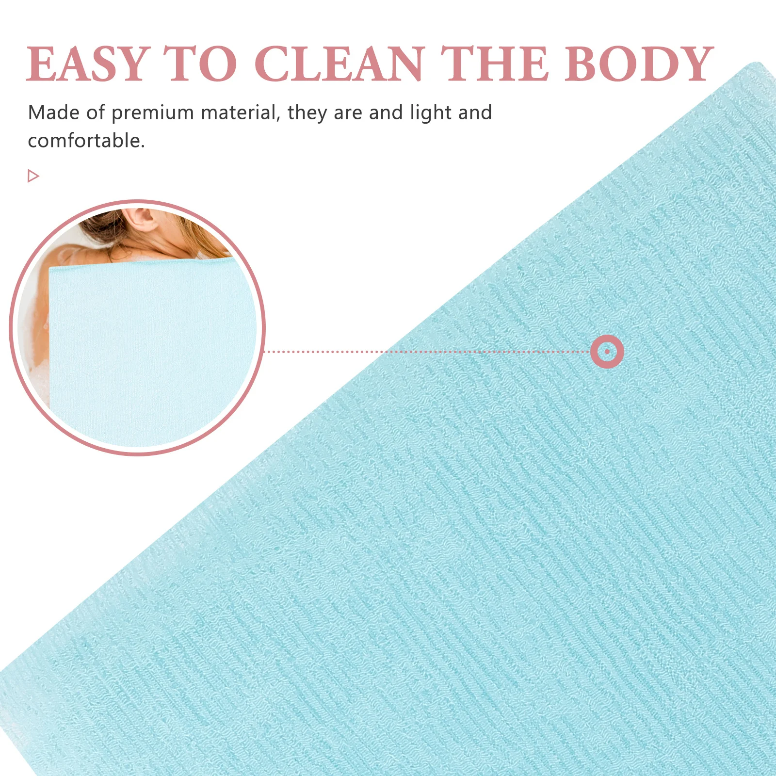 قطعتان من منشفة حمام طويلة مقشرة للعناية بالبشرة، ملمس تدليك عميق ونظيف، متين وخفيف الوزن للوردي #3