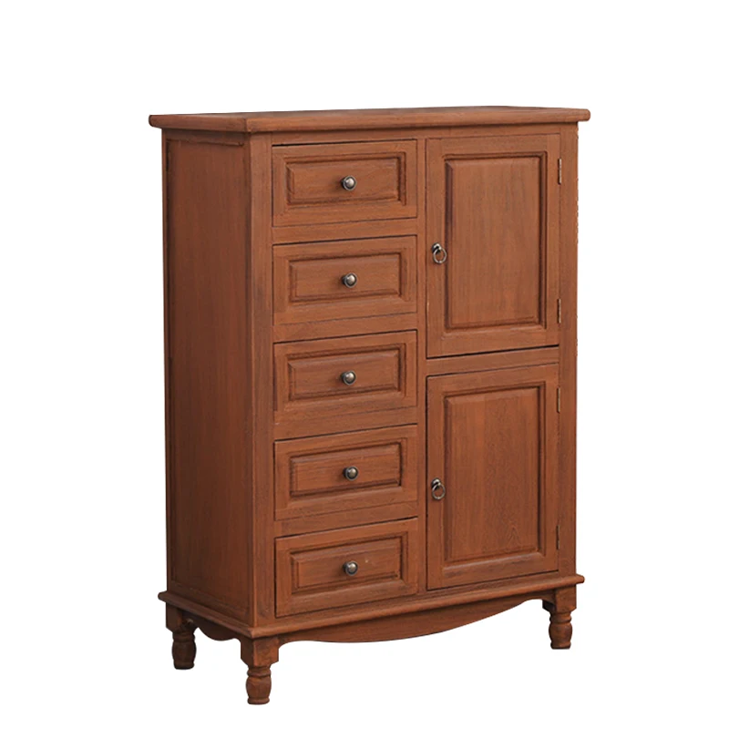 문이 달린 버킷 캐비닛 단단한 나무 미국식 침실 수납 벽에 작은 캐비닛
