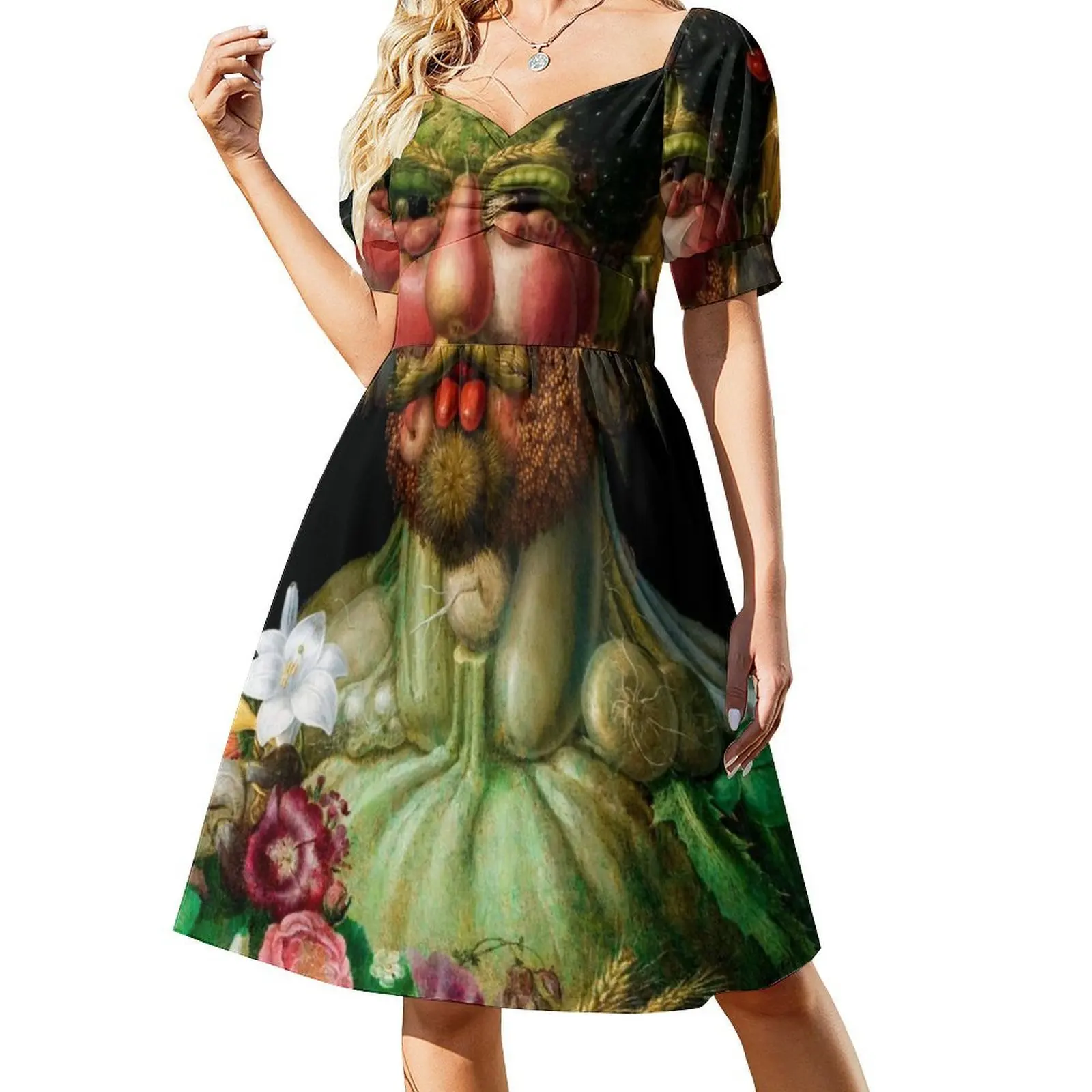Rudolf Ii As Vertumnus de Giuseppe Arcimboldo Vestido de fiesta elegante para mujer Vestido de corte A con opciones cortas/largas/sin mangas