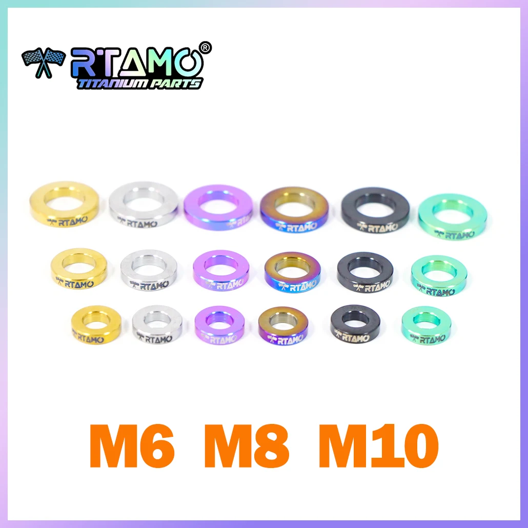 RTAMO Titanium Spacer Washer M6 M8 M10 Exhaust Gasket, Thickened Washer for Pump on Caliper Motorcycle Bike Conversion (1pc)