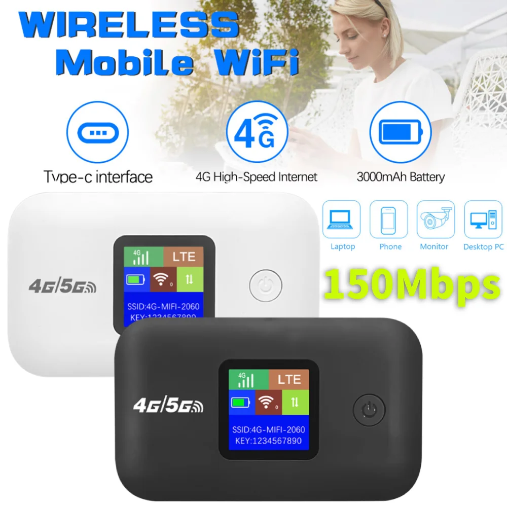 

4G LTE Wi-Fi-маршрутизатор 150 Мбит/с Мини-мобильная точка доступа Wi-Fi 3000 мАч Беспроводной портативный маршрутизатор со слотом для SIM-карты Карманный Wi-Fi-маршрутизатор 4G