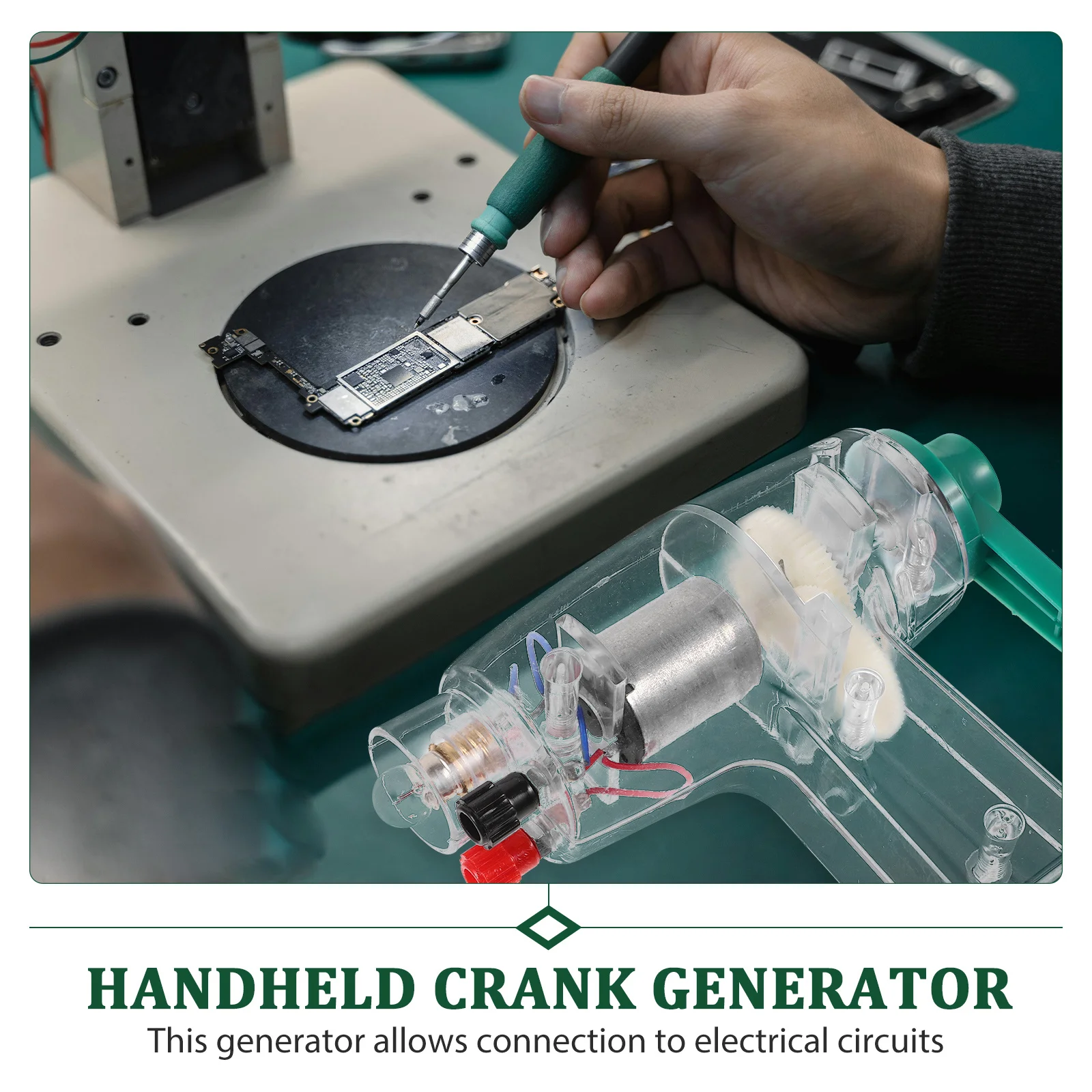 

Handheld Crank Generator Scientific Electrical Experiment Kit Portable Physics Teaching Tool for Electricity Learning and