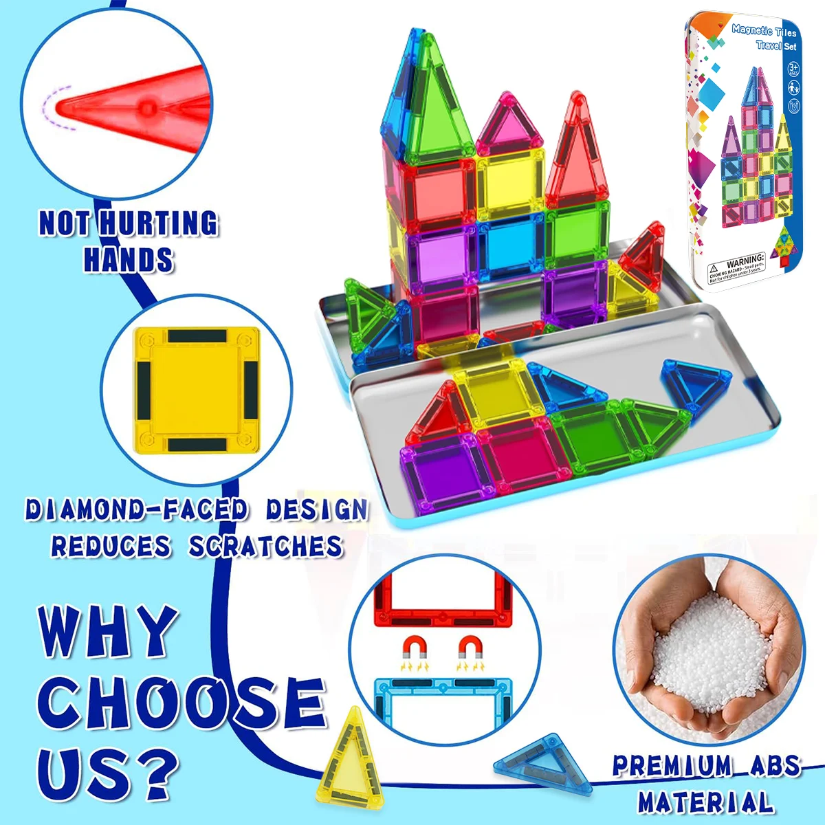 Bloques Magnéticos Mini, Juguete Magnético, Juguete Infantil Ideal para Viajes con Caja de Hierro, Apto para Regalos de Cumpleaños y Festivos