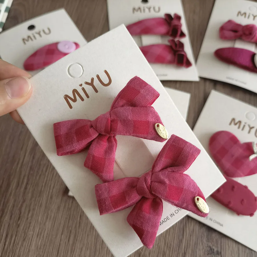 Japan-Korea Popular Fabric BB Hair Clips Set Bow Side Clips for Girls Daily & Party Hairpins Rose Bow Fabric Side Clips