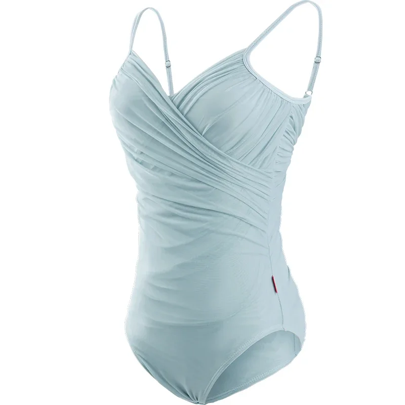 Ballet Leotards Woman Gymnastics Leotards Dancing Bodysuit Nylon V Neck Sleeveless Camisole With Mesh Skirt Sets Swimwear