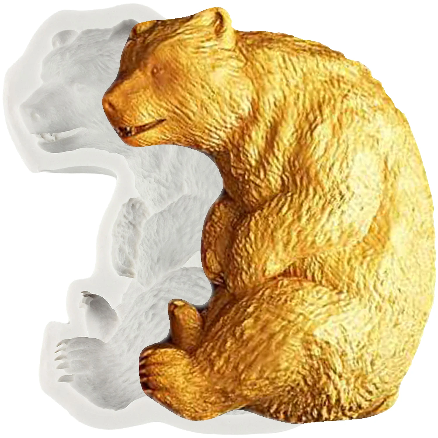 Brown Bear Silicone Molds Bear Fondant Cake Decorating Tools Cupcake Topper Candy Sugar Craft Gum Paste Polymer Clay