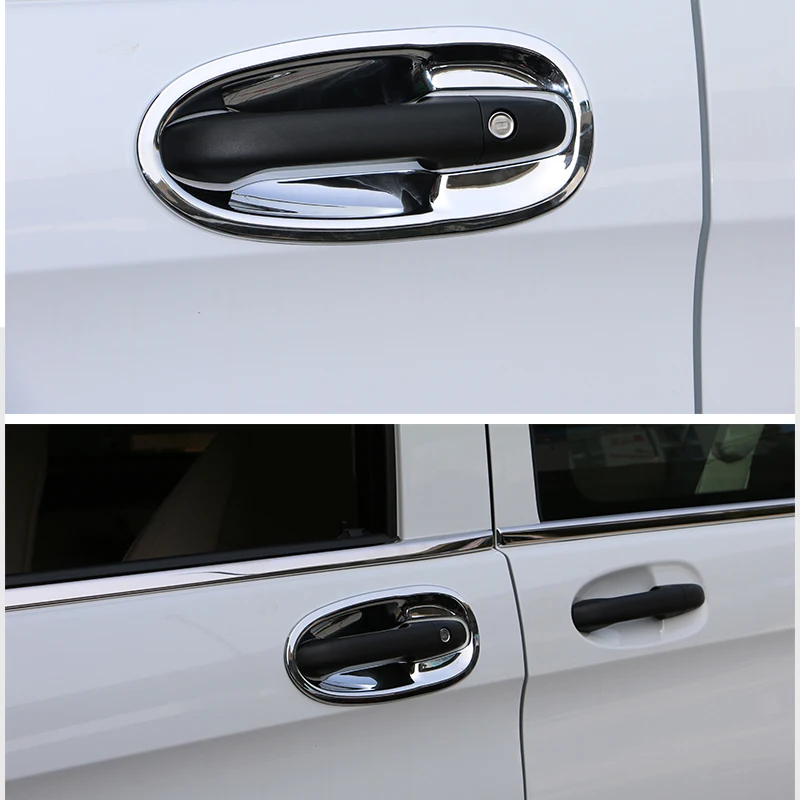 Chrome Exterior Door Handle Bowl Cover Trims For Mercedes Benz Vito EQV Metris Valente V-Class W447 Accessorie 2023 2024 V250