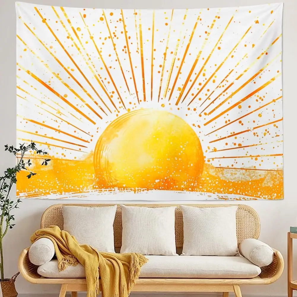 Sun Tapestry Retro 70s Sunset Sunrise Wall Decor Vintage Aesthetic Abstract Art Tapestry Bohemian Hippie Backdrop Wall Hanging