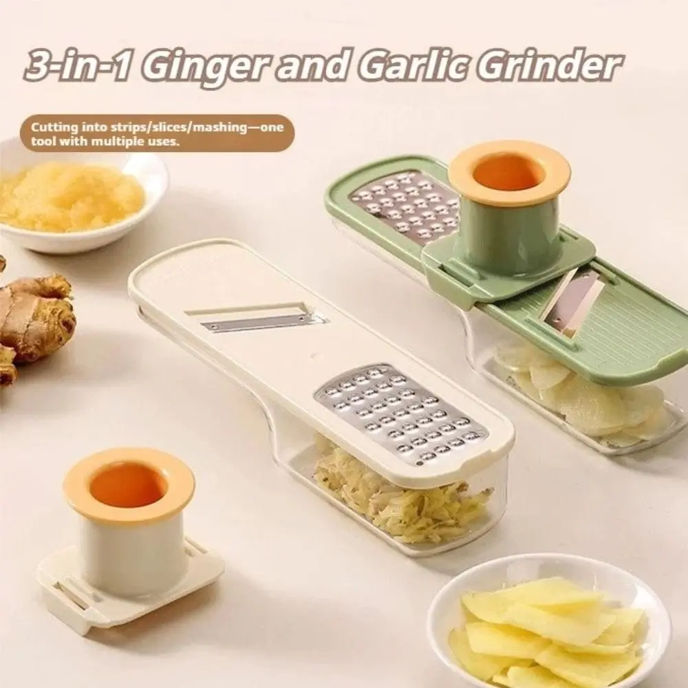 Portable 3in1 Garlic Ginger Grinder Kitchen Gadget Mini Garlic Grinder Manual Garlic Mashing for Crushing Spices Herbs Garlic