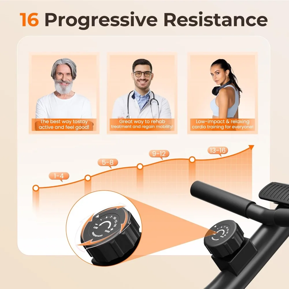 Recumbent Exercise Bike for Adults Seniors with Quick Adjust Seat, 350LB Capacity & 16-level Resistance