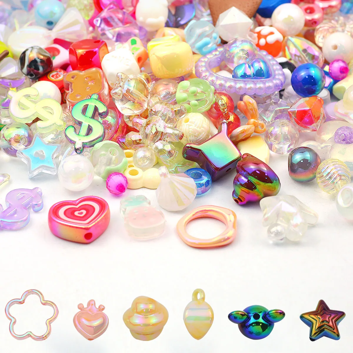 WLYeeS Style mixte 60g acrylique fleur amour rond entretoise perles en vrac pour la fabrication de bijoux bricolage pour la fabrication de bijoux bracelets stylo perle
