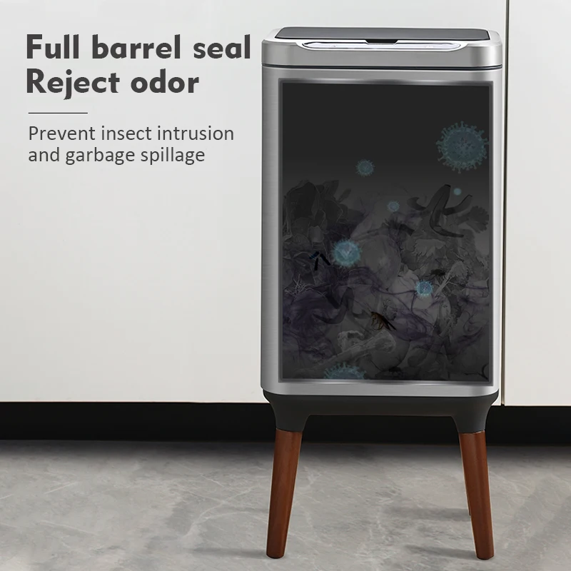 9 13 liters Smart Sensor Trash Can with Legs Stainless Steel Electric Bathroom Toilet Wastebasket Automatic Kitchen Garbage Bin