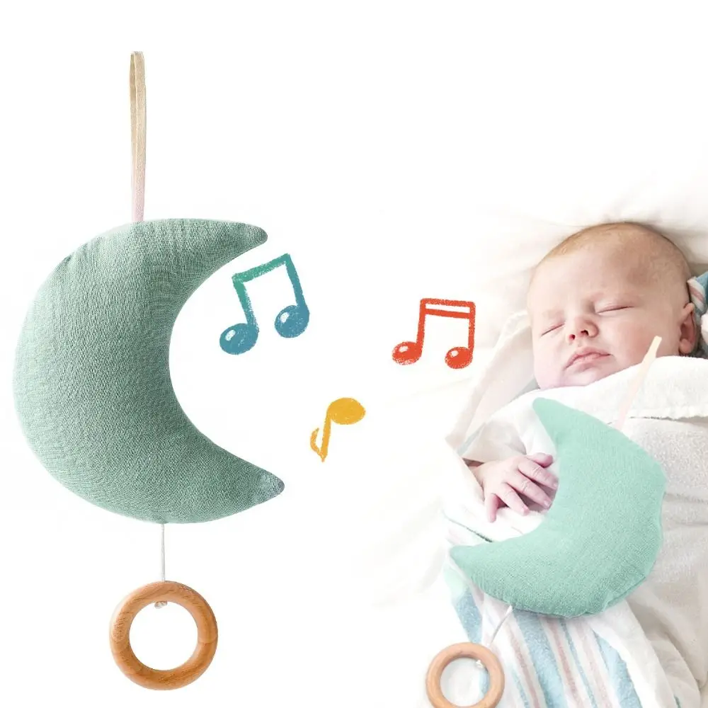 Lua cama do bebê sino chocalho brinquedo puxar corda pendurado cordão música brinquedo decorativo bateria-livre sucção porta vento carrilhão