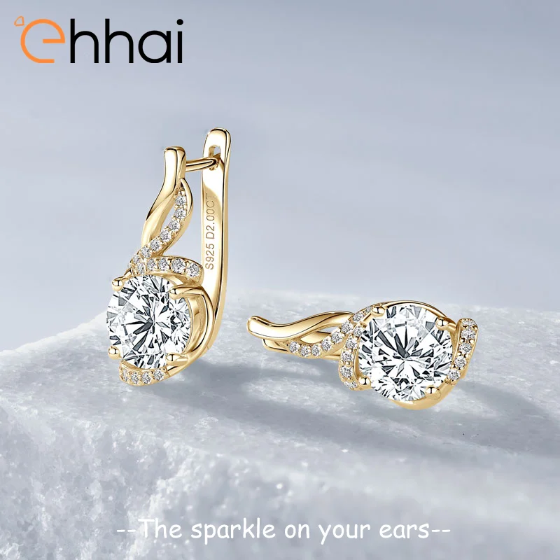 

Ehhai Round Cut 2ct Moissanite U-Shaped Hoop Earrings for Women 925 Sterling Silver Huggie Earring Fine Jewelry Gifts Pendientes