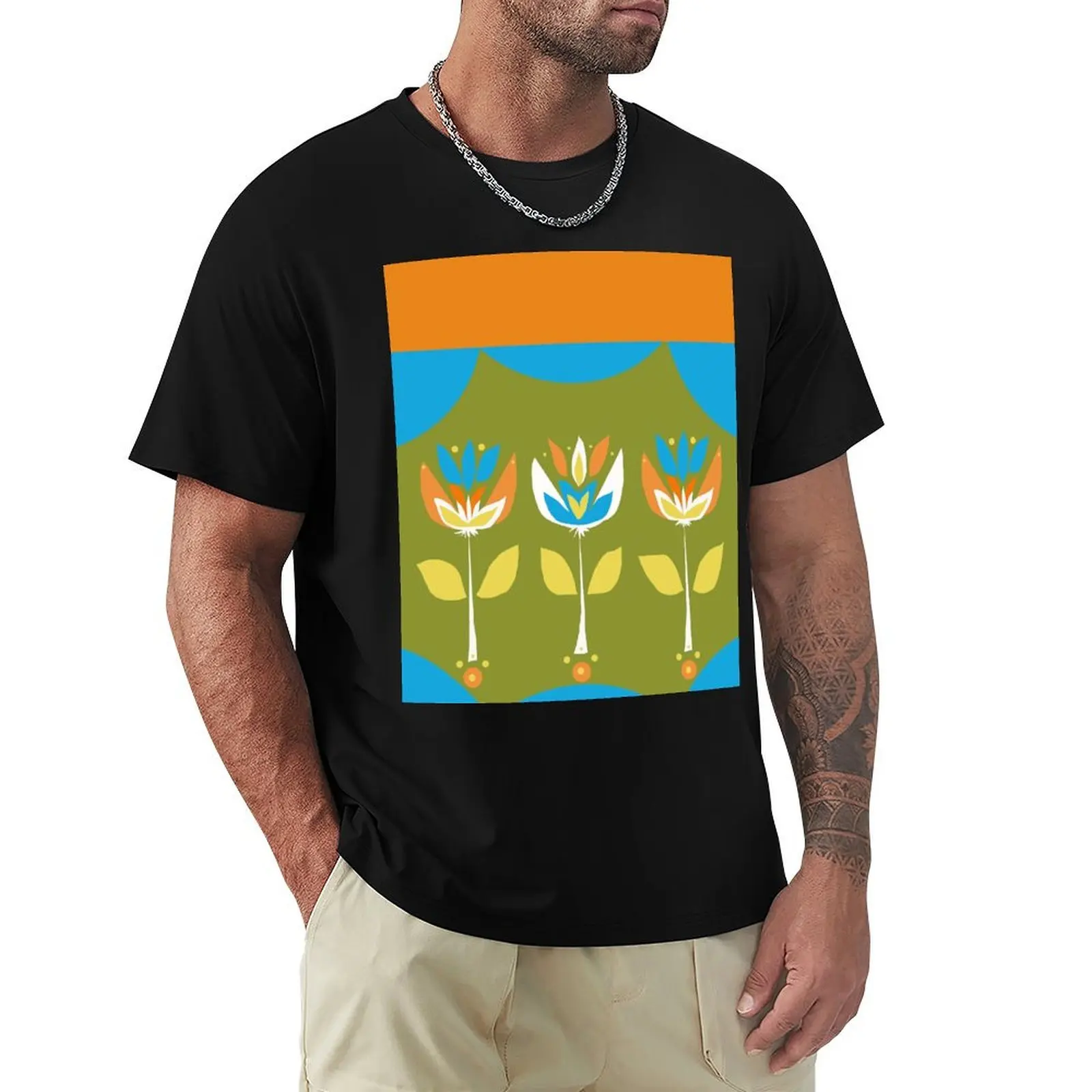 tulipa, mid mod, camiseta informal de manga corta para vacaciones