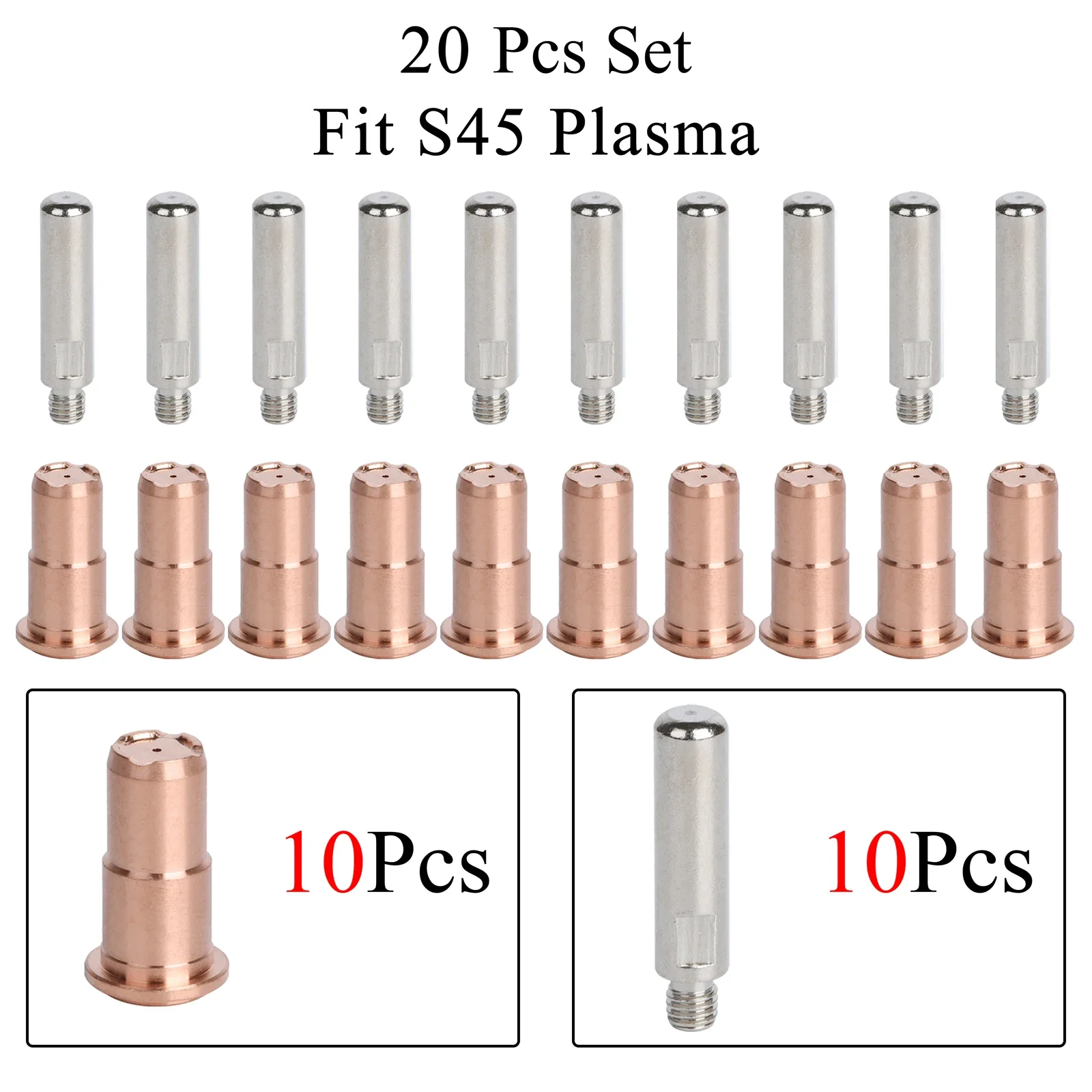 20Pcs S45 Electrode PR0106 Nozzle Tip PD0103 0.9mm Fit Plasma Cutter Torch Consumables