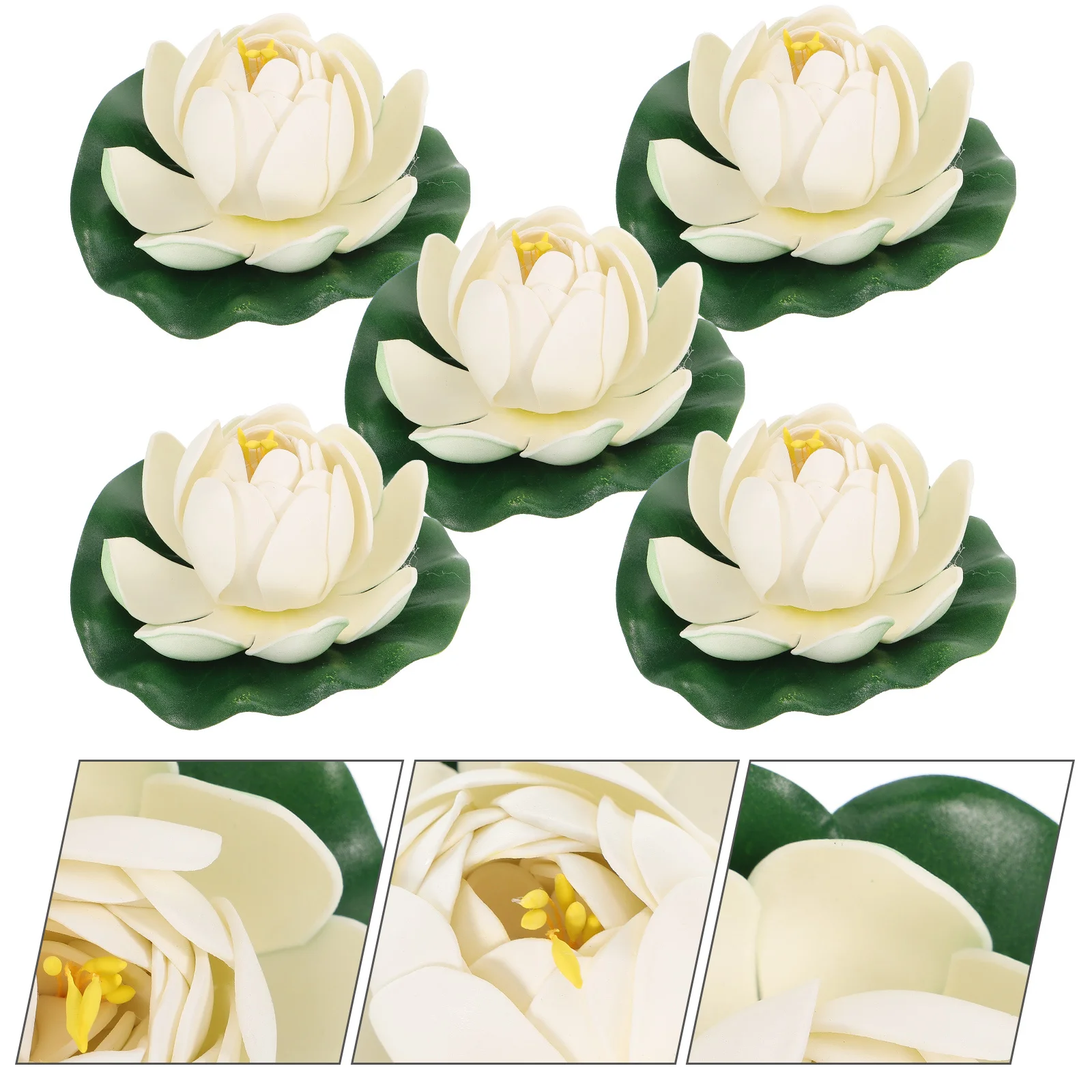

5Pcs Artificial Floating Lotus Flower Decor Simulated Lotus Decoration Garden Pond Aquarium Patio Swimming Pool
