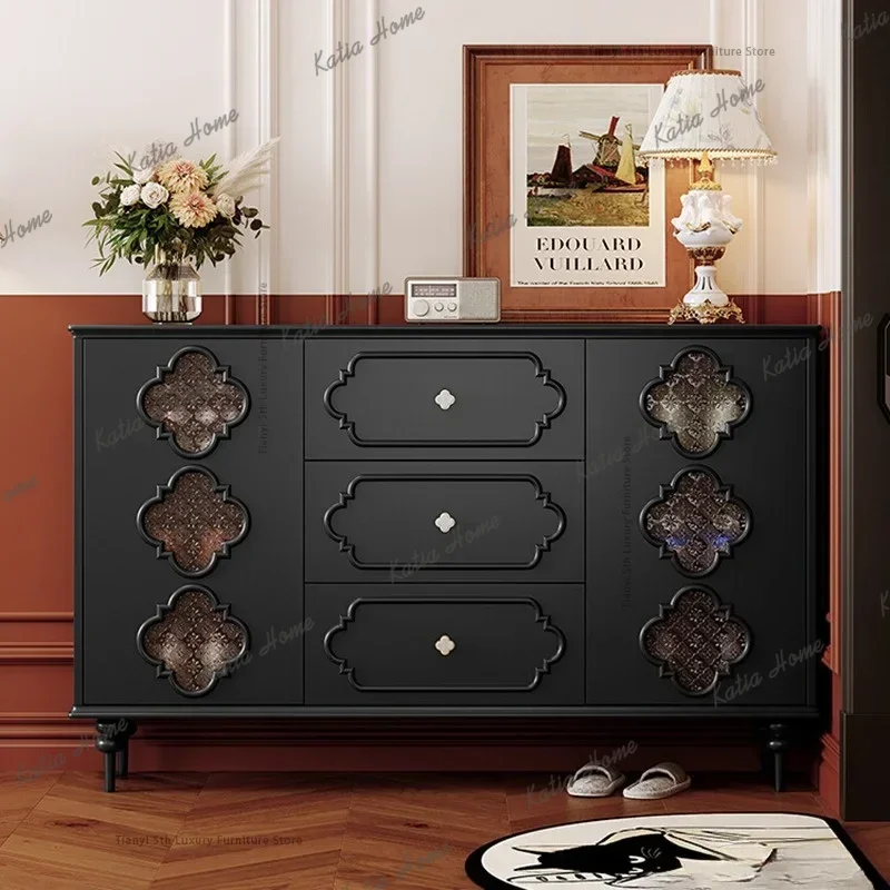 LSFrench Retro Shoe Cabinet Nordic Creative Entrance Living Room Storage Cabinet Designer Solid Wood Home Furniture Comedor FYLC