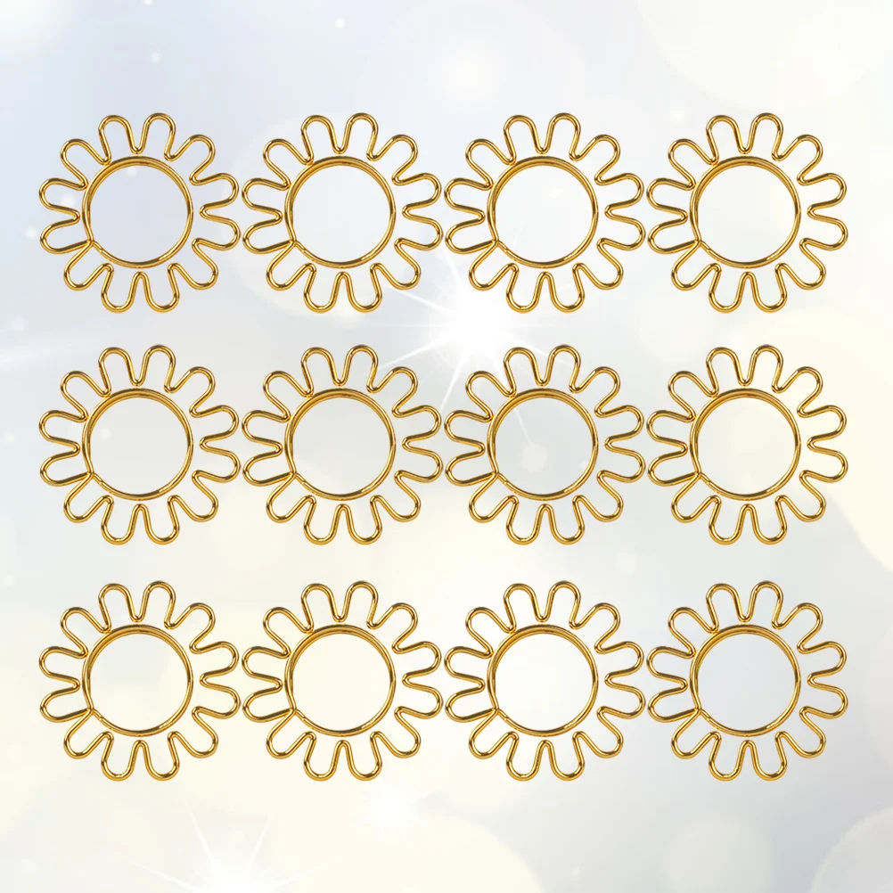 8pcs Paper Clips Golden Sunflower Shape Bookmark Pin Clip Set for Home Office School (Golden) binder clips