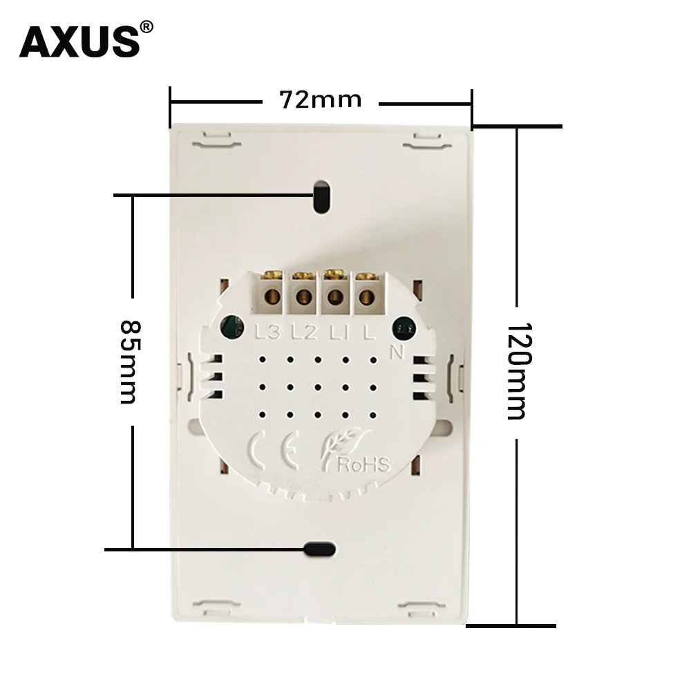 AXUS Touch Switch AC100-240V Tempered Crystal Glass Led Panel Power Wall Light Switches US 1/2/3 Gang Sensor Interruttore