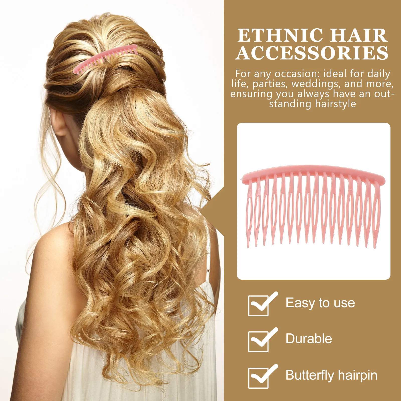 

50Pcs Lightweight Plastic Hair Combs Women 16-Teeth Side Comb Clip Multi-Use Decorative Bridal Hair Comb Styling Sectioning Clip