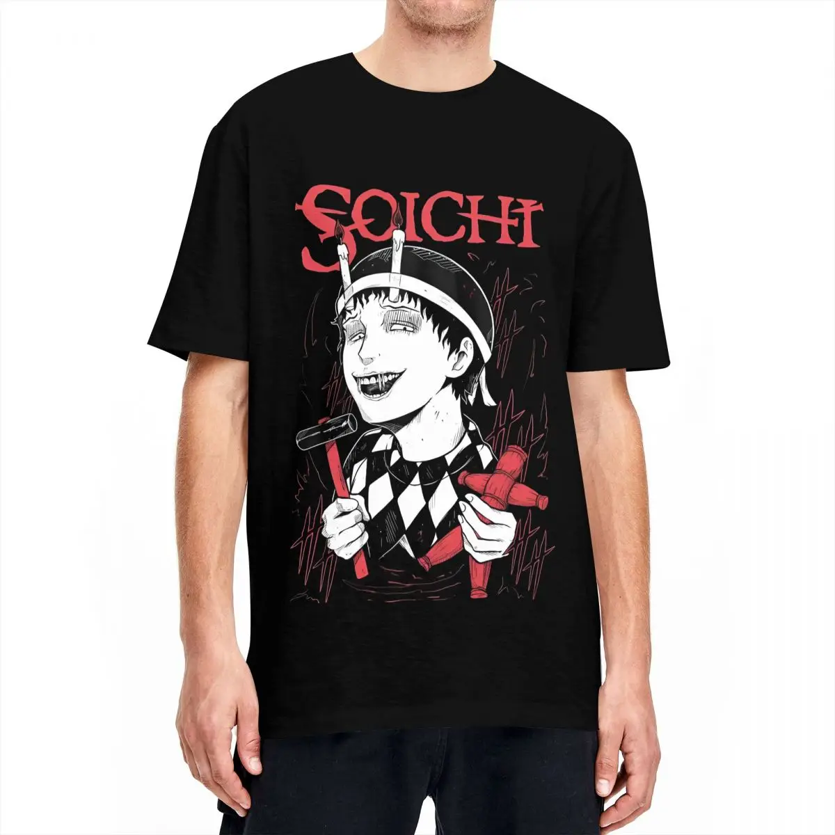 Streetwear T-Shirt Junji Ito Souichi Cotton T Shirts Horror Japan Guro Anime Manga Tee Shirt for Men's Y2K Short Sleeve Clothing