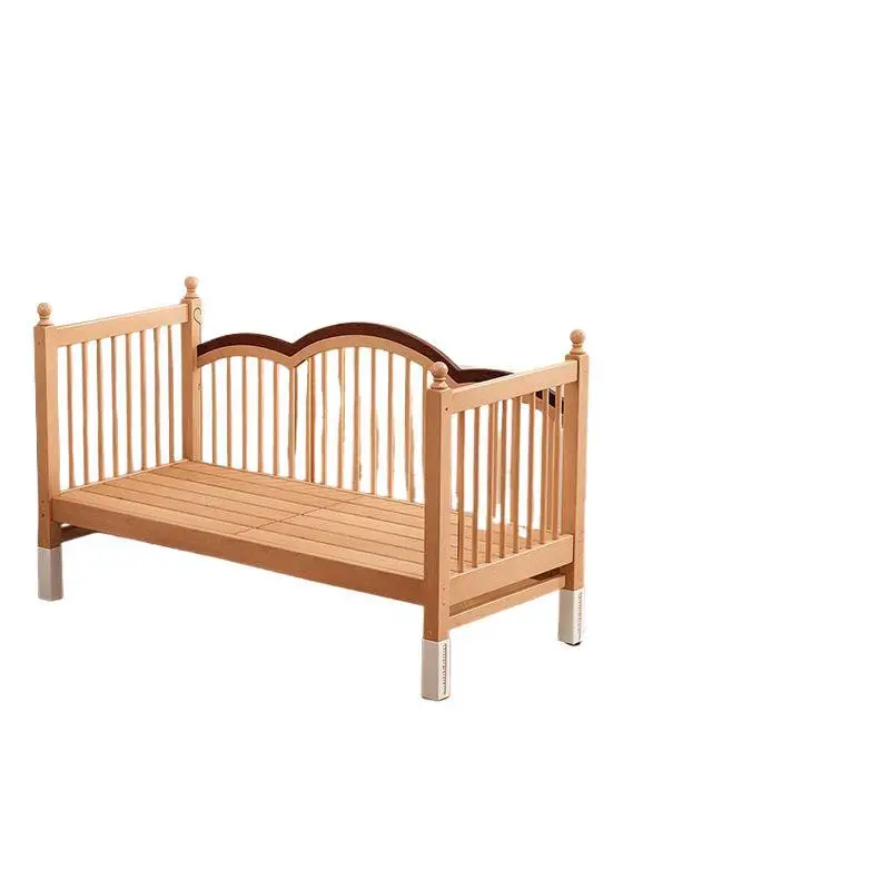

Splicing bed Solid wood baby splicing bed Lifting guardrail, adjustable legs Wide bedside baby bed