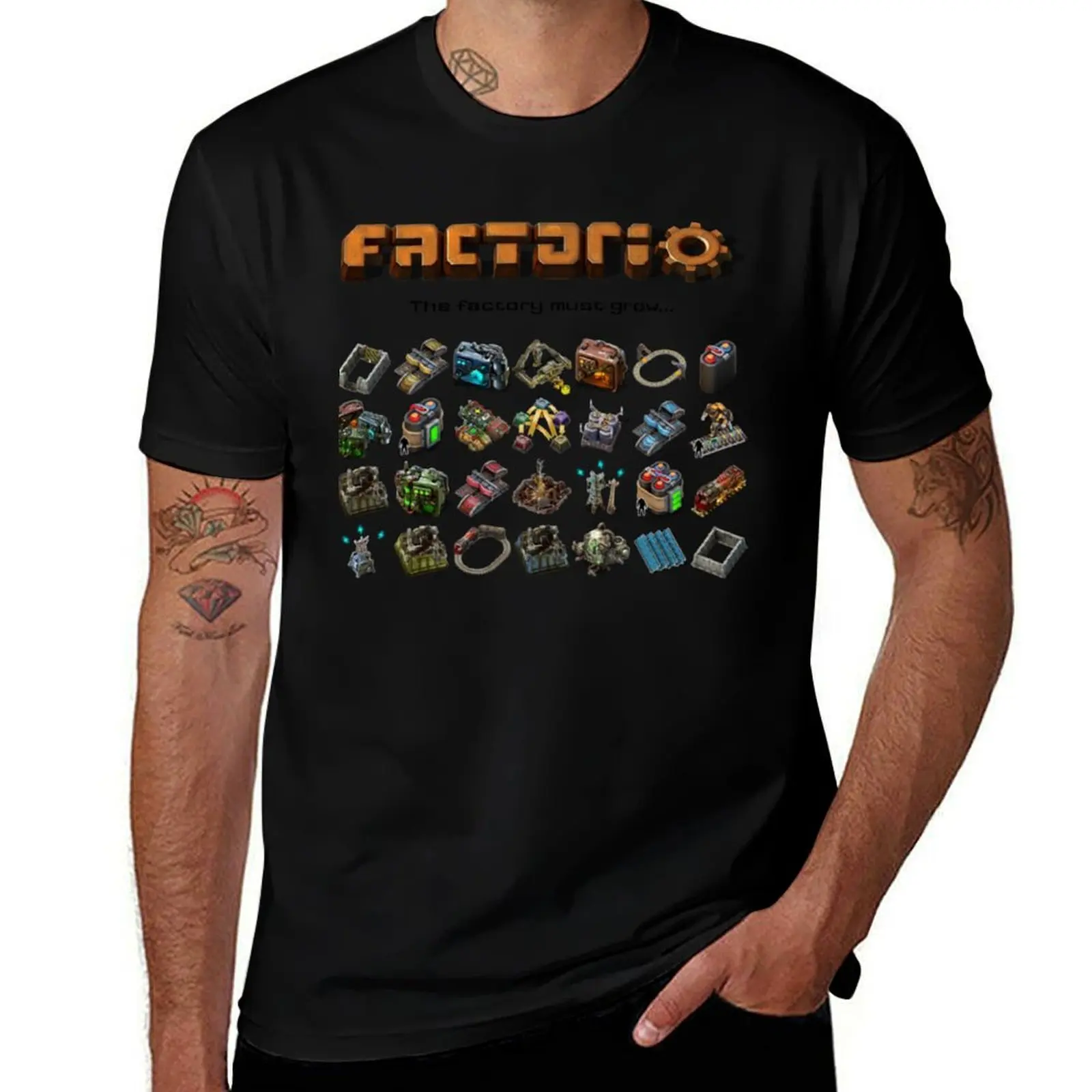Factorio, The factory must grow... T-Shirt Quick Dry Training Short Sleeve Tee