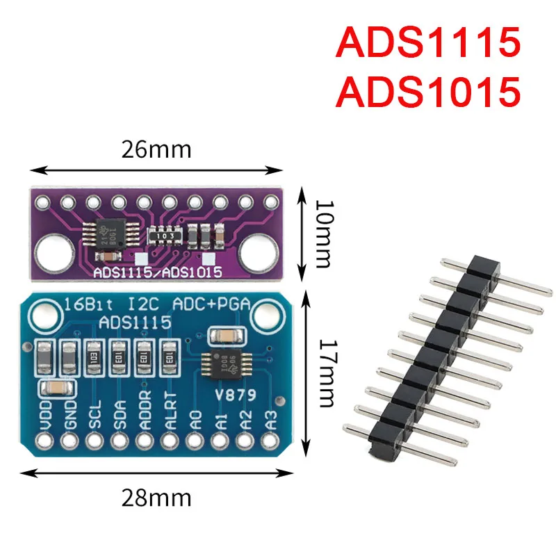 I2C ADS1115 ADS1015 16 Bit ADC 4 channel Module with Programmable Gain Amplifier 2.0V to 5.5V RPi