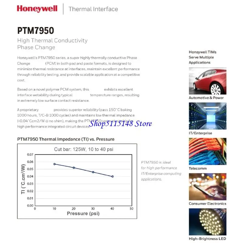 F3MA PTM7950 열 패드 PTM 7950 위상 변경 GPU CPU 히트 싱크 냉각 전도성 냉각 패드 다양한 크기
